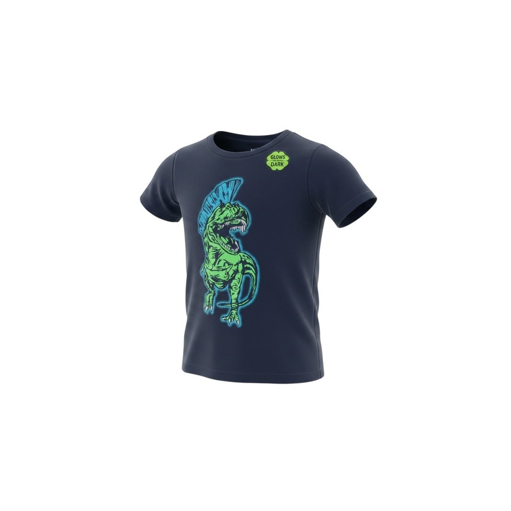 OshKosh Graphic Tee Boys 4/5 Navy Blue Glow in the Dark Dinosaur T-Rex
